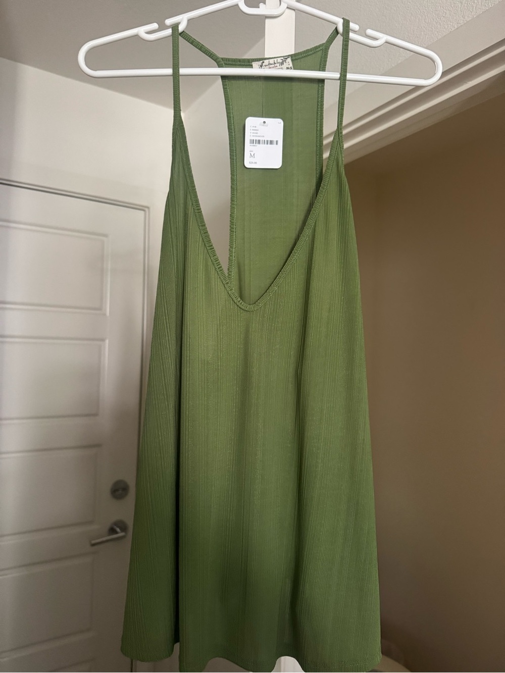 Free People Olive Green Ribbed V-Neck tank top